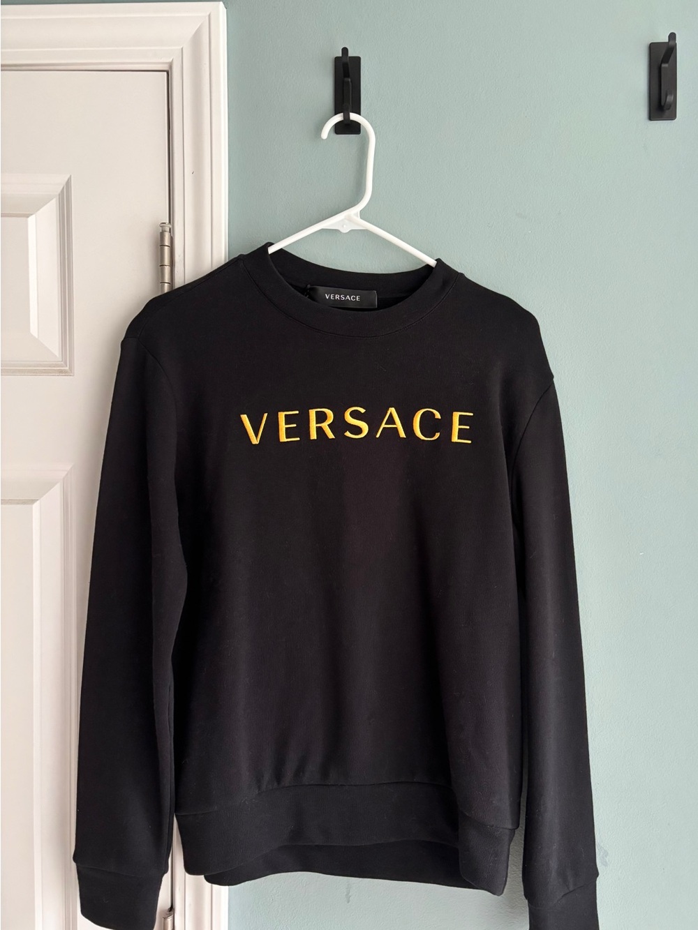 Versace Black Crewneck Sweatshirt with Gold Logo